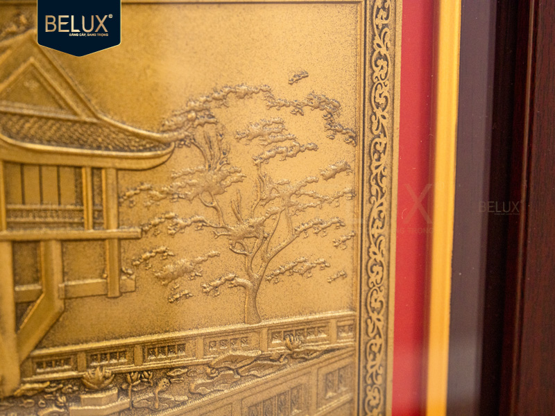 Tranh Chùa Một Cột bằng đồng 26x21cm